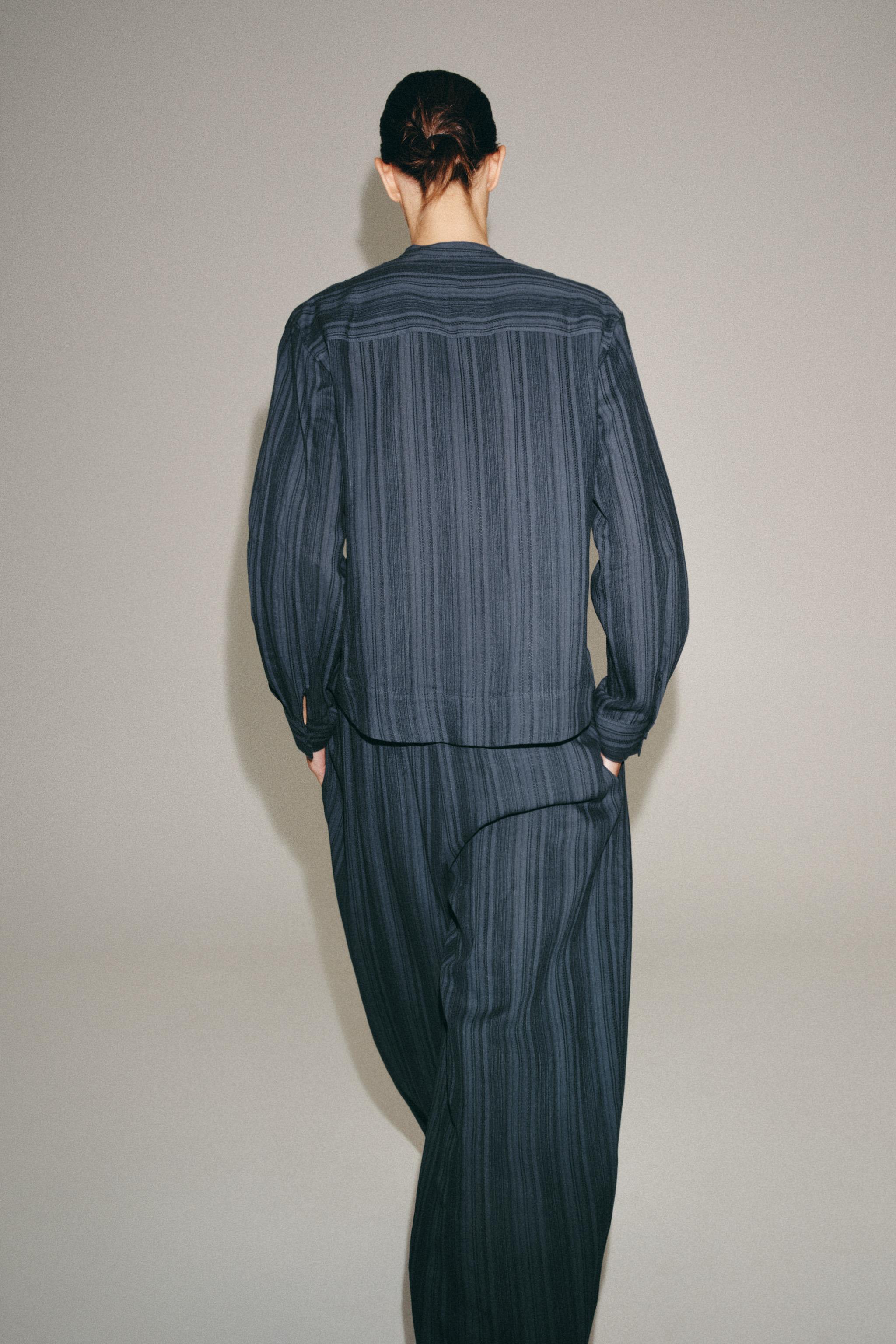 ZW COLLECTION STRIPED FROG FASTENING SHIRT
